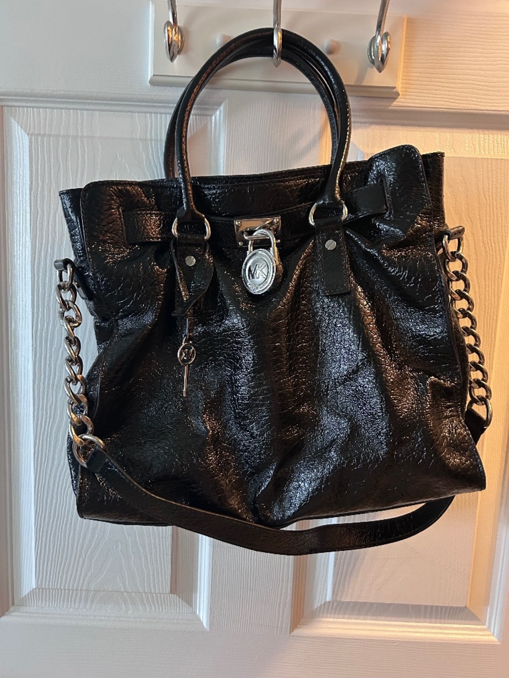 Michael Kors Hamilton Large Black Handbag - Patent Leather - Great Condition!